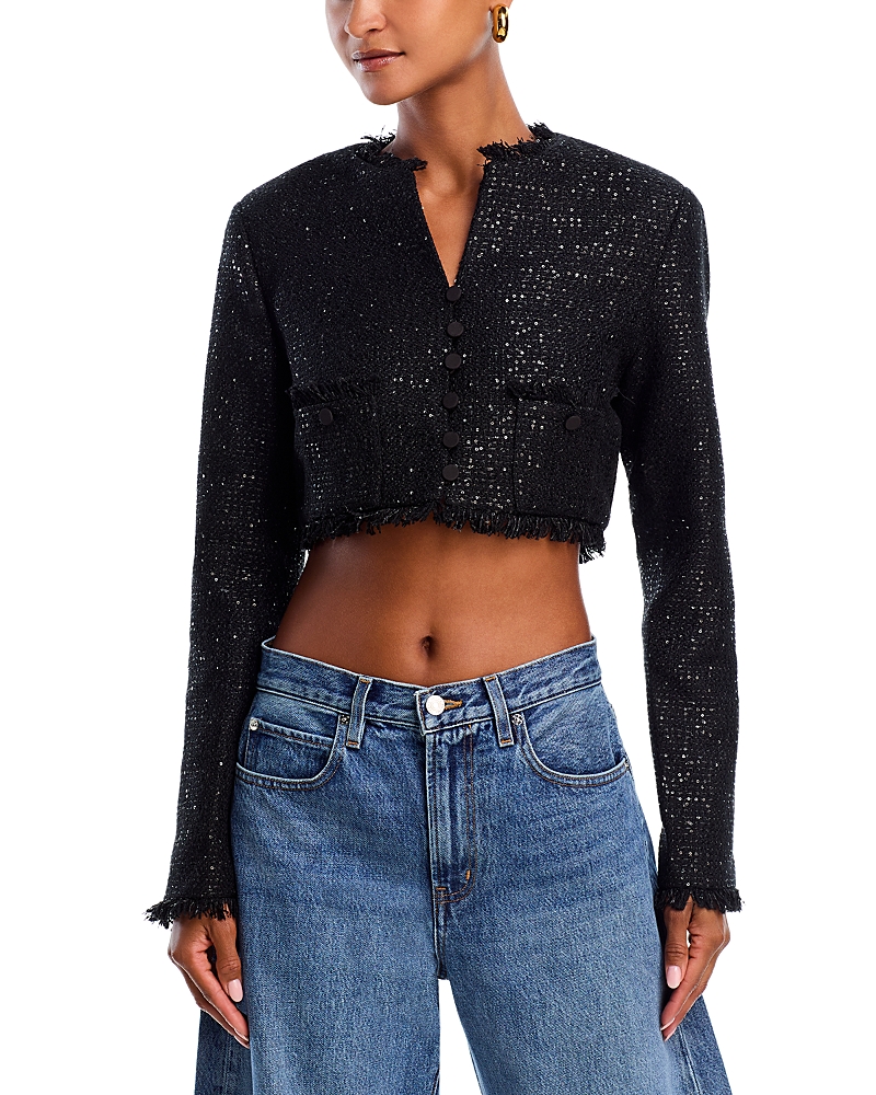 Bardot Karoline Sequin Boucle Top In Black