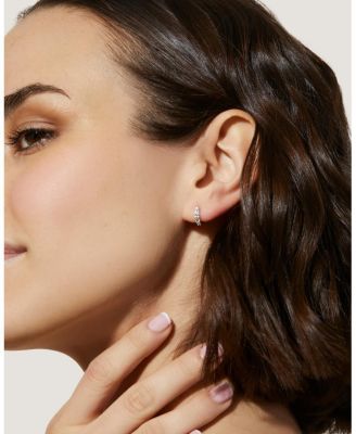  Suzanne Sterling Silver and Cubic Zirconia Huggie Hoop Earrings