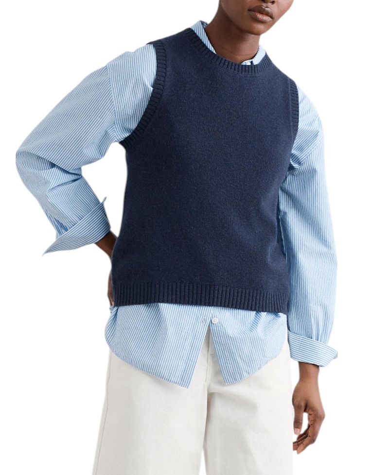 Seasalt Cornwall East View Merino Wool Blend Sweater Vest In Blue