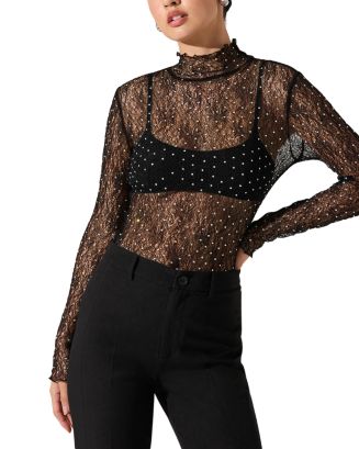 ASTR the Label Kyra Lace Mock Neck Top | Bloomingdale's Women