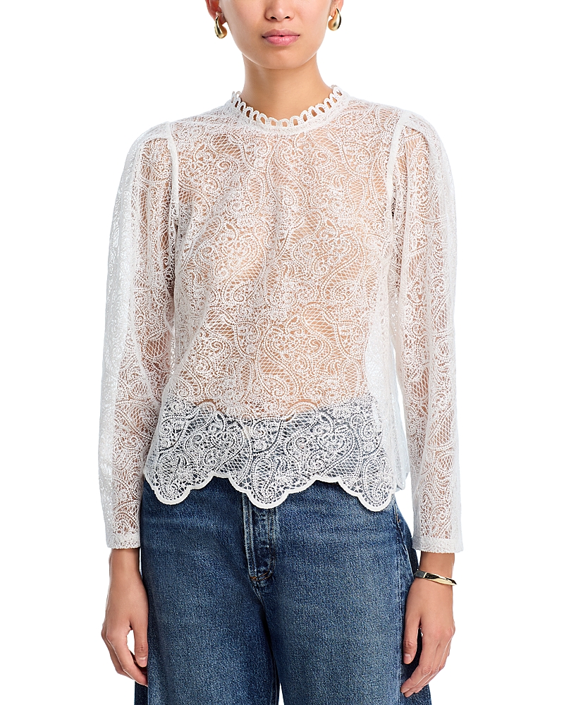 Aqua Lace Long Sleeve Top - Exclusive In White