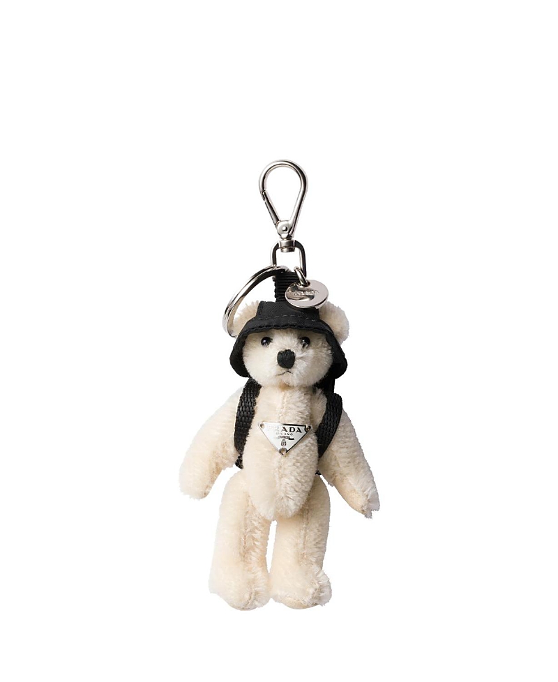 Prada Teddy Bag Charm With Metal Ring In Green