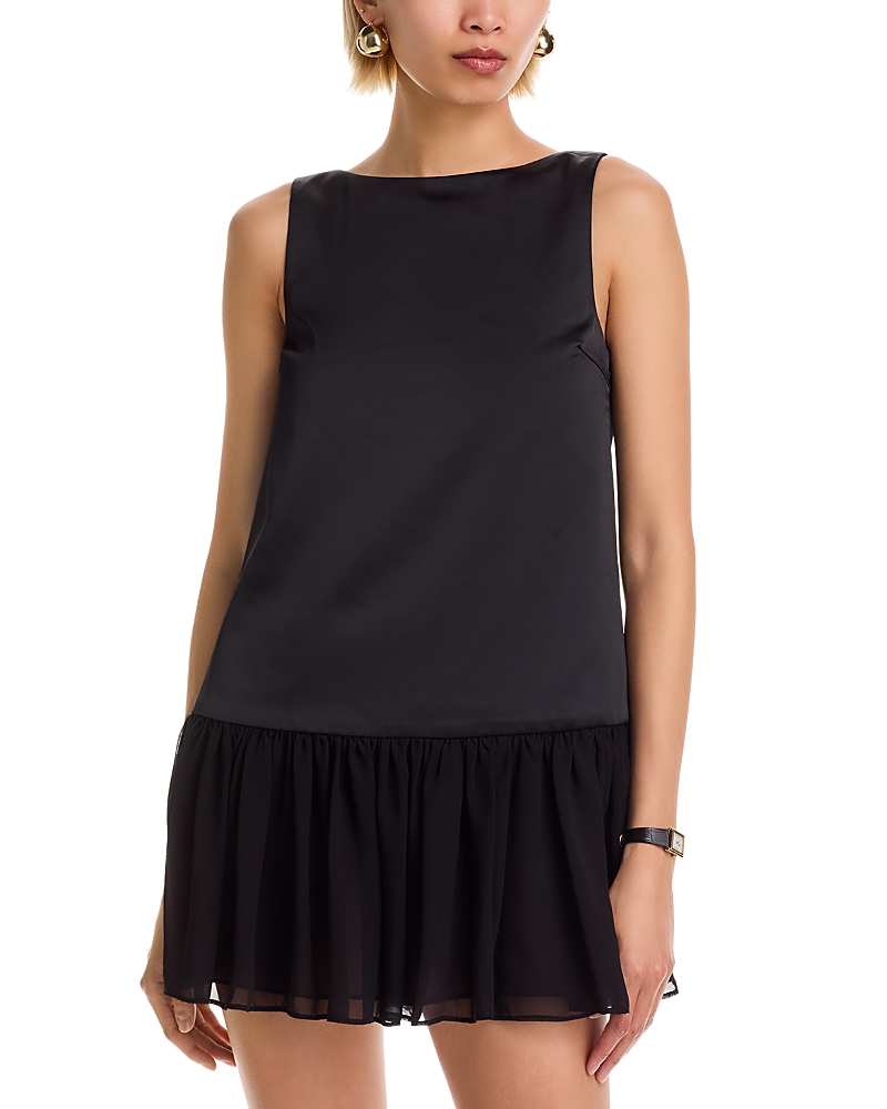 French Connection Marina Slinky Pleated Minidress In Black