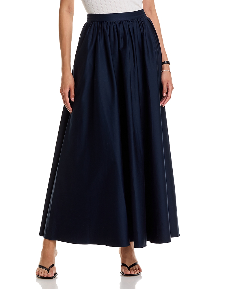 French Connection Sateen Weave Cotton Maxi Skirt In Blue