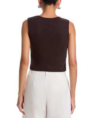 Pointelle Sleeveless Crewneck Top