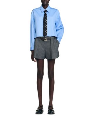 Detachable Tie Cropped Shirt