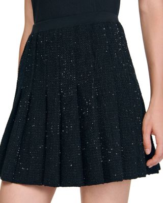 Short Tweed Pleated Skirt