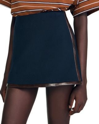 Leather Trim Mini Skirt