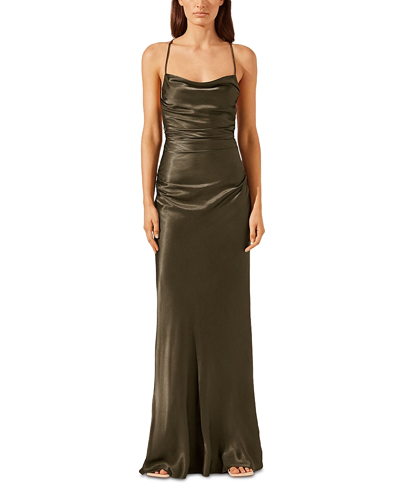 Shona Joy La Lune Lace Up Back Maxi Dress In Green