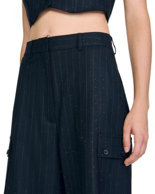 Rhinestone Pinstripe Long Shorts