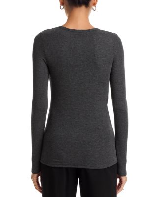 Heathered Modal Rib Long Sleeve Henley Top