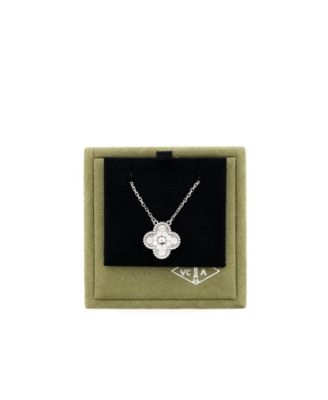Vintage Alhambra Pendant Necklace 18K White Gold and Diamonds