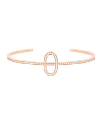 Pre-Owned HERMÈS - Chaine d'Ancre Contour Cuff Bracelet 18K Rose Gold with Diamonds