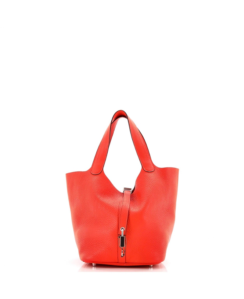 Pre-owned Pre-owned Hermes Hermes Mm Picotin Lock Bag Clemence In Orange