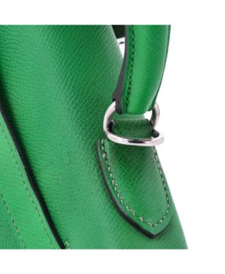 Kelly 28 Handbag Green Epsom with Palladium Hardware