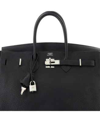 Birkin 35 Handbag Black Clemence with Palladium Hardware