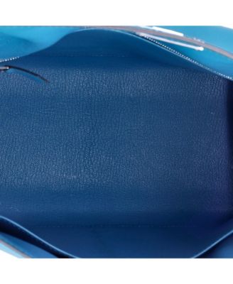 Kelly 28 Handbag Blue Epsom with Palladium Hardware