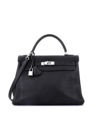 Pre-Owned HERMÈS - Kelly 32 Handbag Black Togo with Palladium Hardware