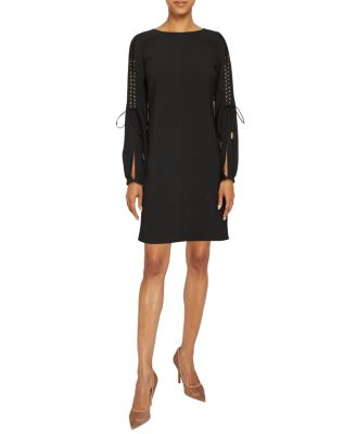 Aries Long Sleeve Shift Dress with Grommet Detail