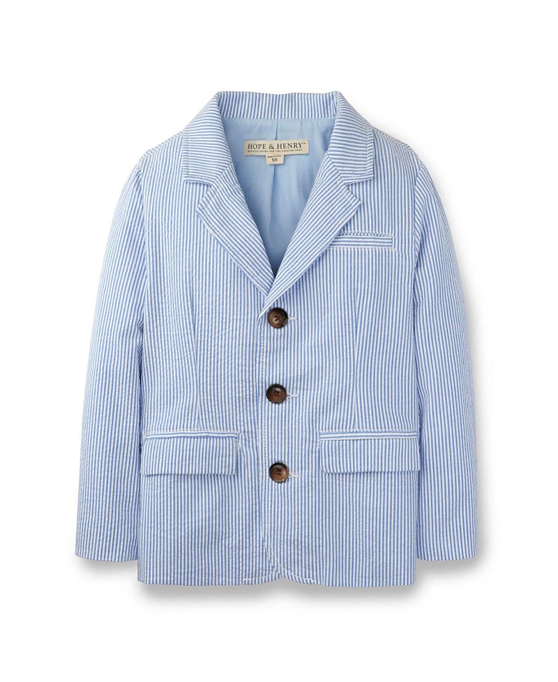 Hope & Henry Boys' Organic Classic Seersucker Suit Jacket - Little Kid, Big Kid In Blue