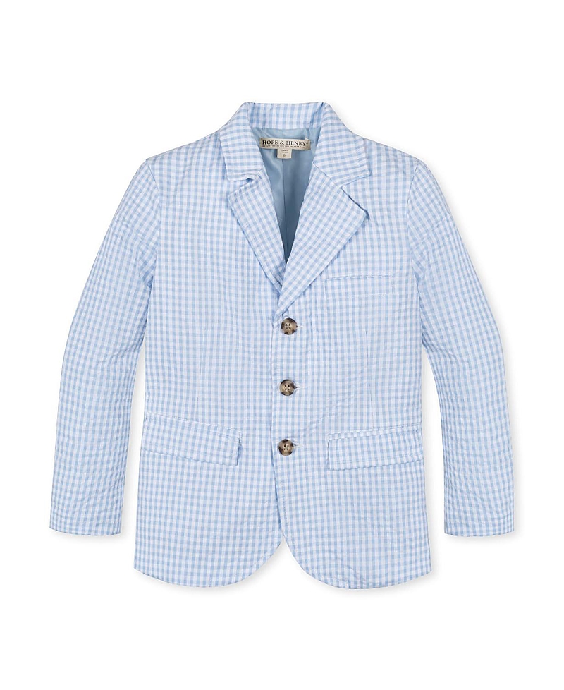Hope & Henry Boys' Organic Seersucker Suit Jacket, Kids In Blue