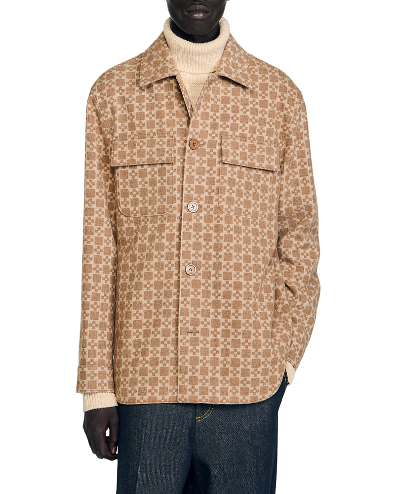 Sandro Square Cross Jacquard Overshirt In Multi