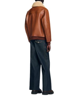 Leather Shearling Collar Jacket