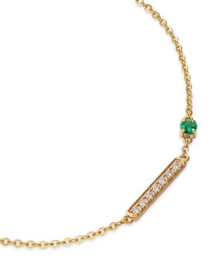 Emerald & Diamond Chain Link Bracelet in 14K Yellow Gold