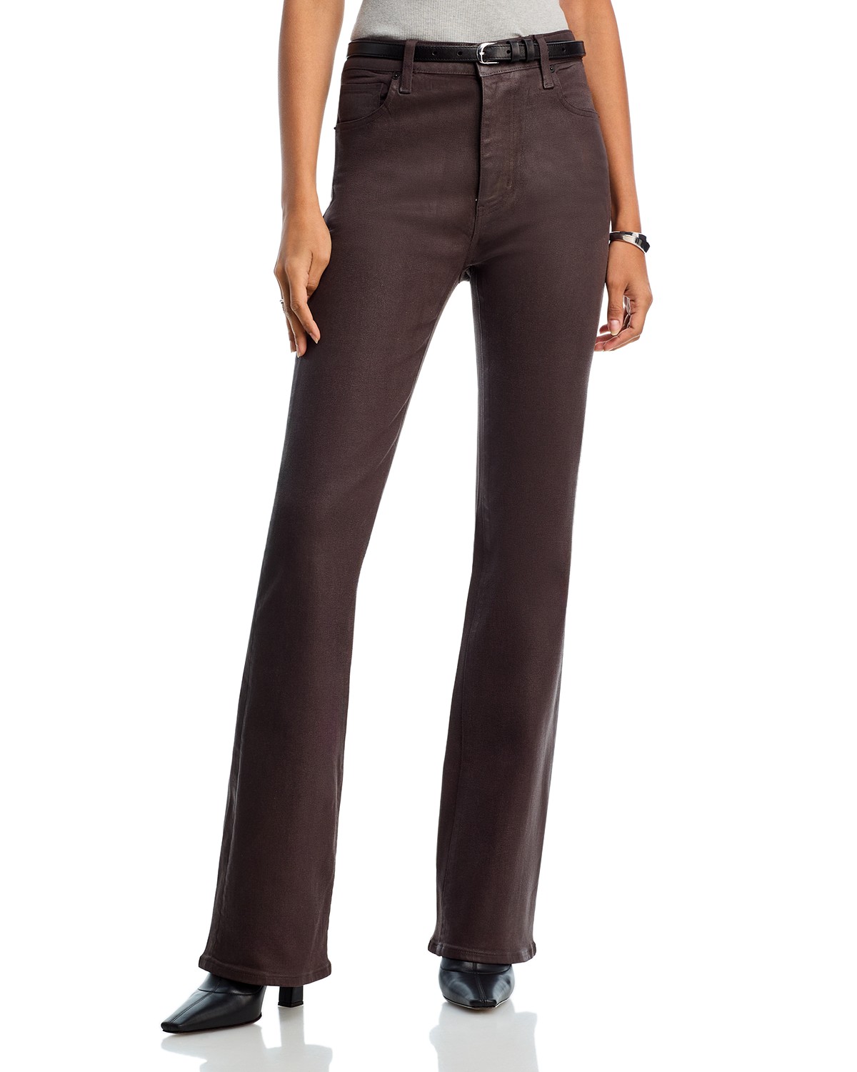 The Reboot High Rise Coated Jeans in Truffle