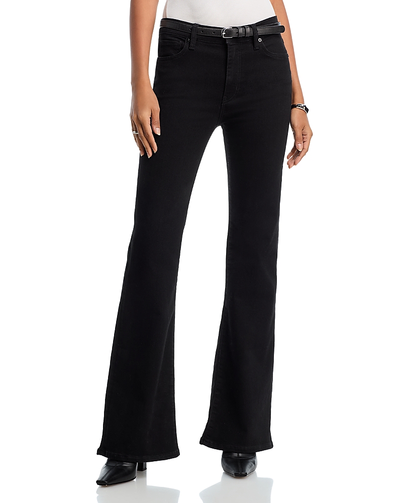 Frame Womens Inkwell Le Easy Wide Flare Flared-leg Mid-rise Recycled-cotton Jeans In Black