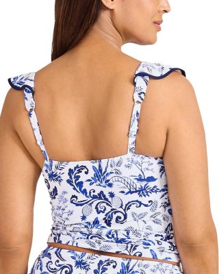 Terrazzo Tile Ruffle Tankini Top