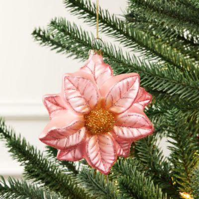 Glass Pink Flower Ornament - Exclusive