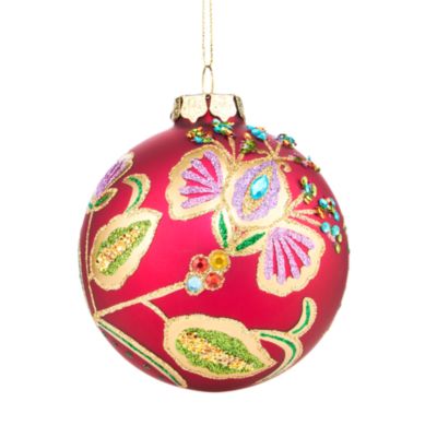 Glass Flower Ball Ornament - Exclusive