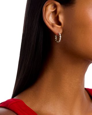 Diamond Bezel Small Hoop Earrings in 14K Yellow Gold, 0.30 tcw