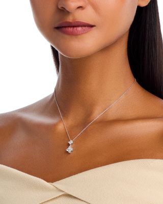 Diamond Two Tier Pendant Necklace in 14K White Gold, 1.0 tcw