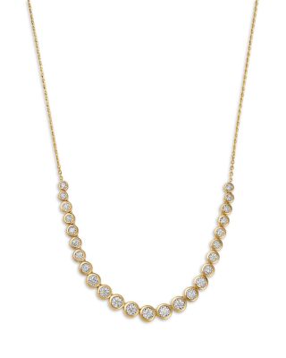 Diamond Graduated Bezel Collar Necklace in 14K White Gold, 1.3 tcw