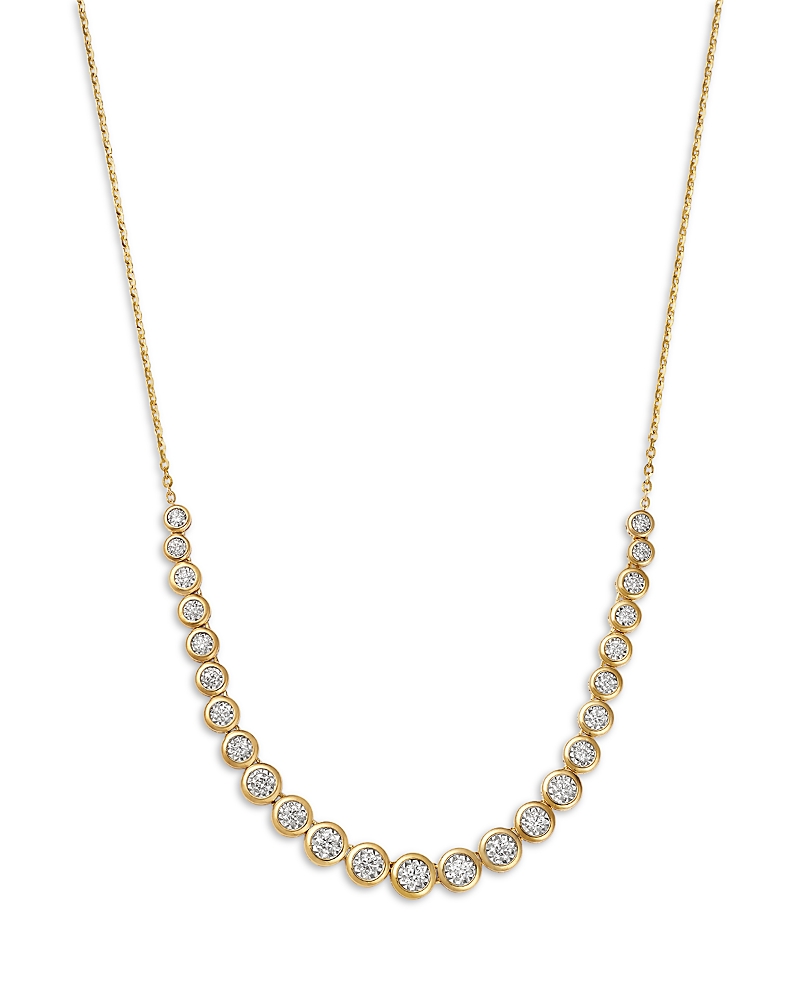 Bloomingdale's Fine Collection Diamond Graduated Bezel Collar Necklace in 14K White Gold, 1.3 tcw
