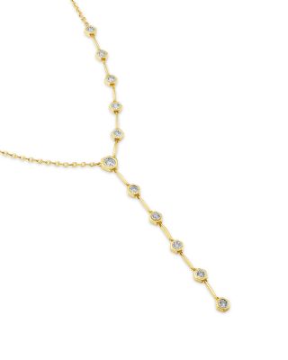 Diamond Bezel Lariat Necklace in 14K Yellow Gold, 0.25 tcw