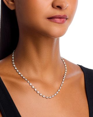 Luxe Collection Diamond Bezel Station Tennis Necklace in 14K Yellow Gold or White Gold, 9.0 tcw