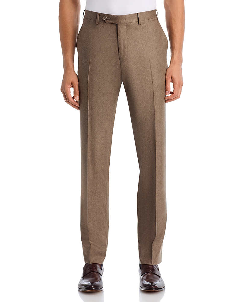 Canali Capri Slim Fit Wool Flannel Trousers In Brown