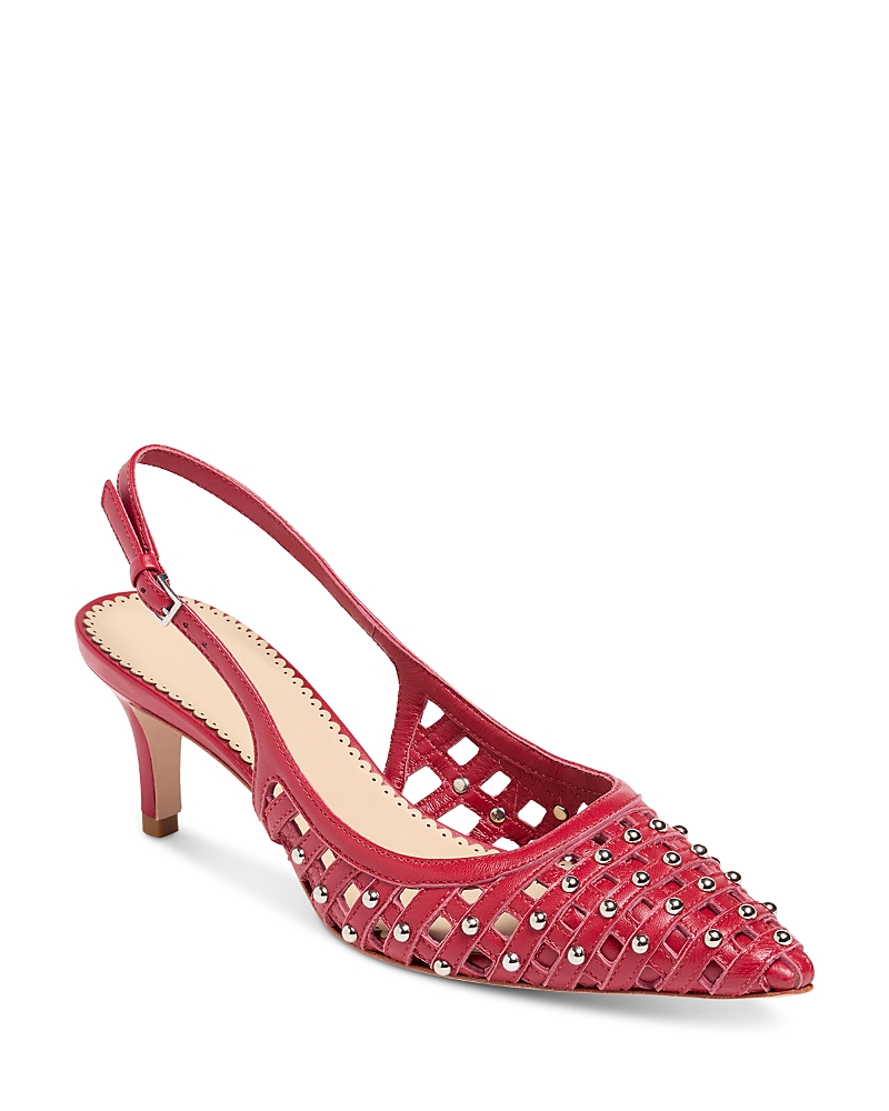 Cinq a Sept Women's Rena Leather Cage Studded Slingback Pumps