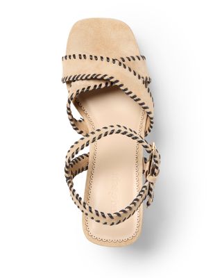 Women's Sasha Whipstitch Fringe Suede Wedge Sandals 