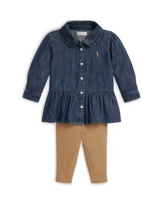 Girls' Denim Peplum Shirt & Jersey Legging Set - Baby 