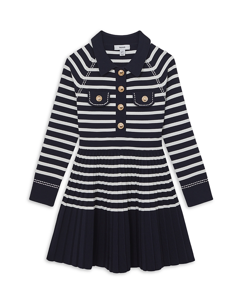 Reiss Girls' Sapna Striped Knitted Dress - Little Kid, Big Kid In Blue