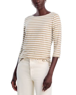 Striped Three Quarter Sleeve Tee