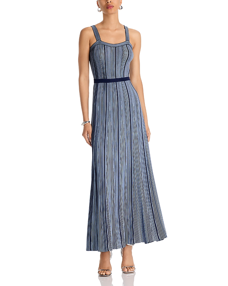 Misook X Lani Lynn Stripe Knit Dress In Blue