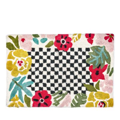 Flower Checkerboard Bath Rug, 24&amp;quot; x 36&amp;quot;