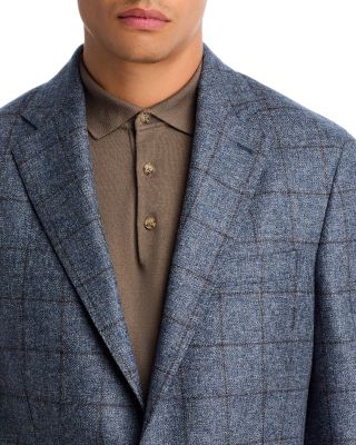 Melange Windowpane Unstructured Slim Fit Sport Coat
