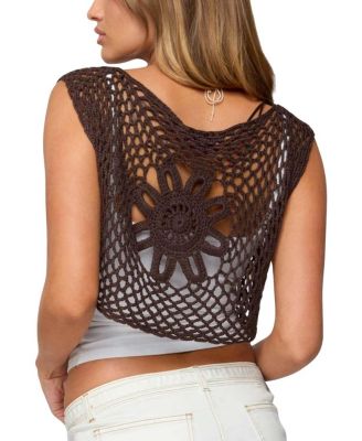 Kelcie Tie Front Crochet Shrug