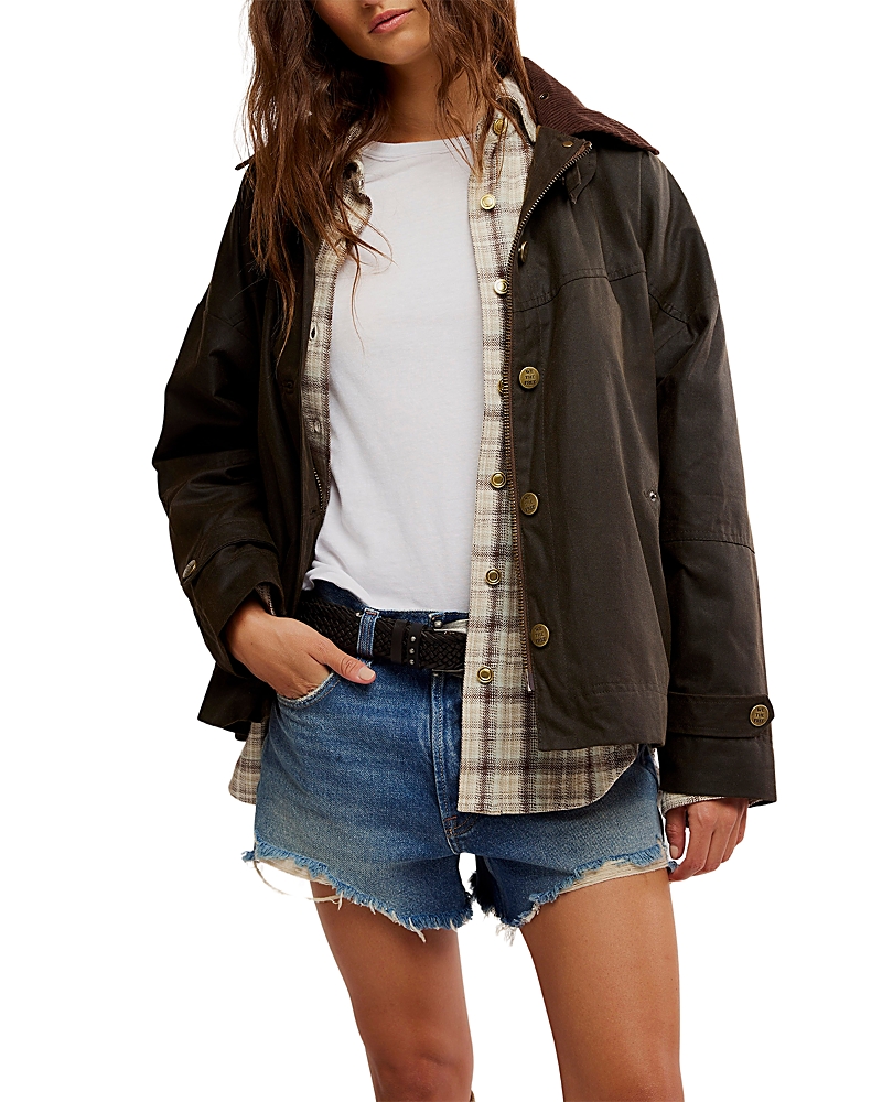 Free People Cori Waxed Cotton Jacket In Brown